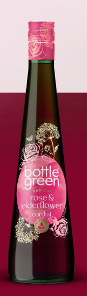 bottle green rose and elderlower